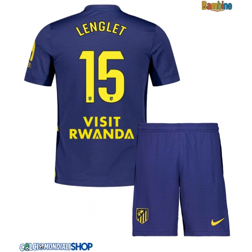 Maglie da calcio Atletico Madrid Clement Lenglet #15 Seconda Maglia Bambino 2025-26 Manica Corta + Pantaloni corti)